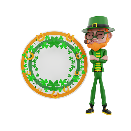 Saint Patrick debout avec plat  3D Illustration