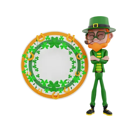 Saint Patrick debout avec plat  3D Illustration