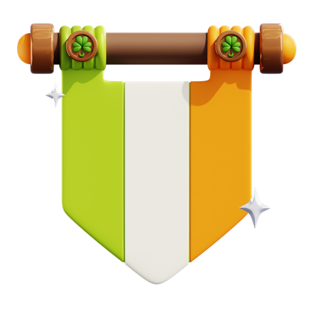 Saint Patrick Flag With Stars  3D Icon
