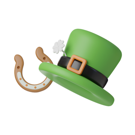Saint Patrick Hat And Horseshoe  3D Icon