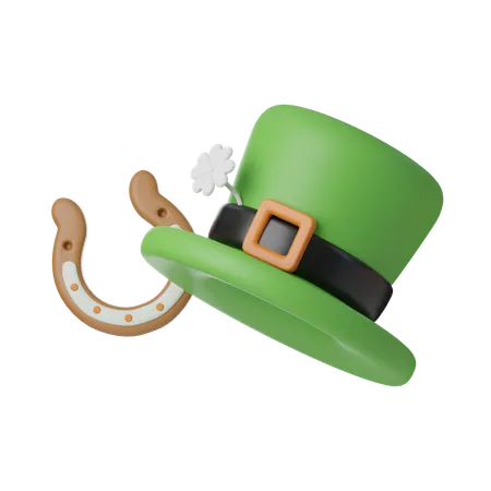 Saint Patrick Hat And Horseshoe  3D Icon