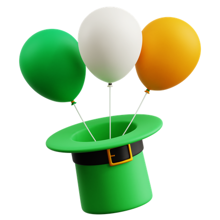 Saint Patrick Hat With Balloons  3D Icon