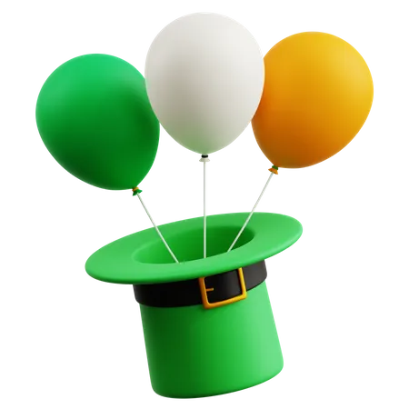 Saint Patrick Hat With Balloons  3D Icon