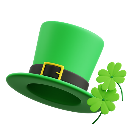 Saint Patrick Hat With Clover Leaf  3D Icon