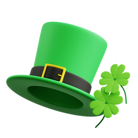Saint Patrick Hat With Clover Leaf  3D Icon