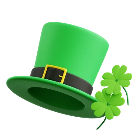 Saint Patrick Hat With Clover Leaf  3D Icon