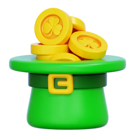 Saint Patrick Hat with Gold Coins  3D Icon