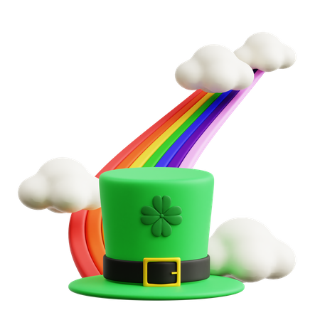 Saint Patrick Hat With Rainbow  3D Icon