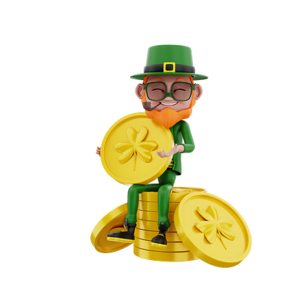 Saint Patrick holding coin  3D Icon