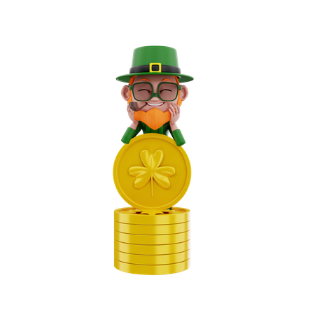 Saint Patrick holding gold coin  3D Icon