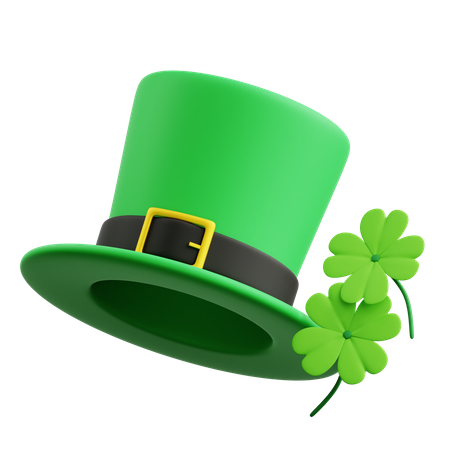 Saint Patrick Hut mit Kleeblatt  3D Icon