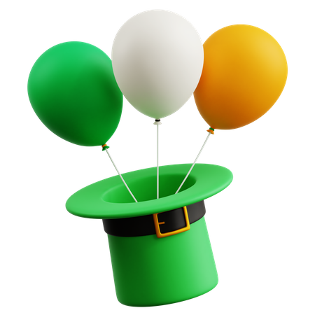 Saint Patrick Hut mit Luftballons  3D Icon