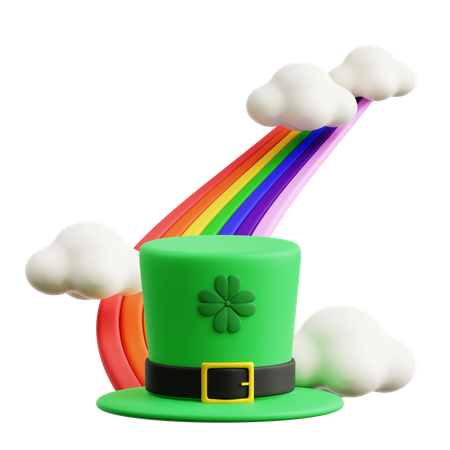 Saint Patrick Hut mit Regenbogen  3D Icon