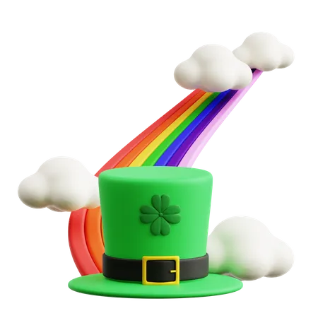 Saint Patrick Hut mit Regenbogen  3D Icon