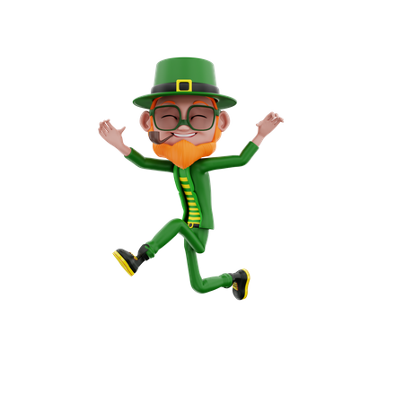 Saint Patrick jumping  3D Illustration