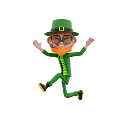 Saint Patrick jumping  3D Illustration