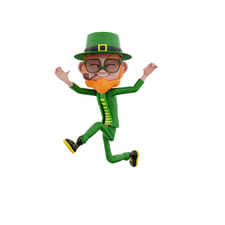 Saint Patrick jumping 3D Illustration