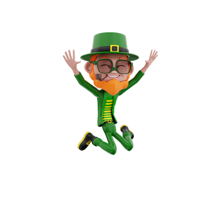 Saint Patrick jumping out of joy  3D Illustration