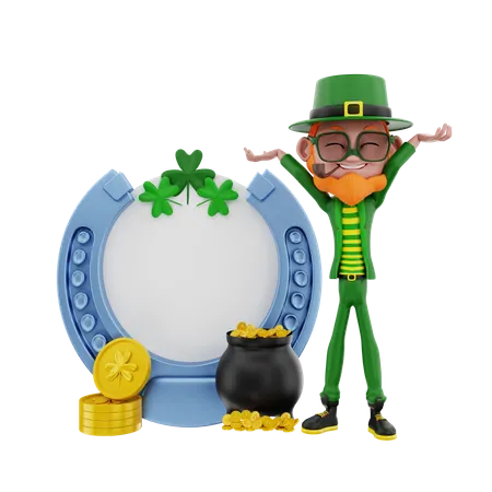 Saint Patrick levant les mains  3D Illustration