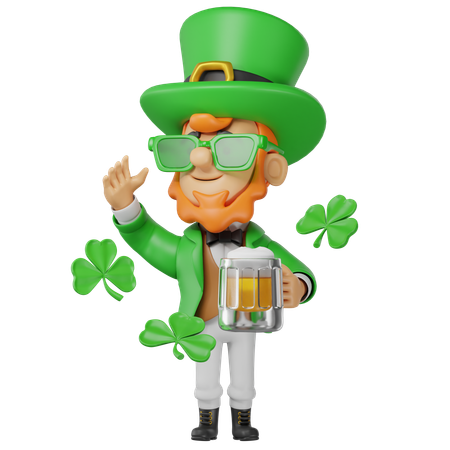 Personnage de Saint Patrick  3D Illustration