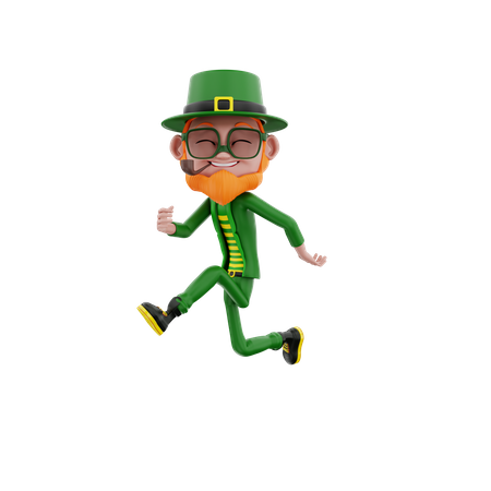 Saint Patrick running  3D Illustration