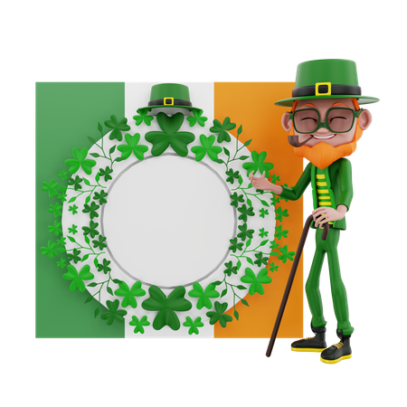 Saint Patrick showing iris flag  3D Illustration