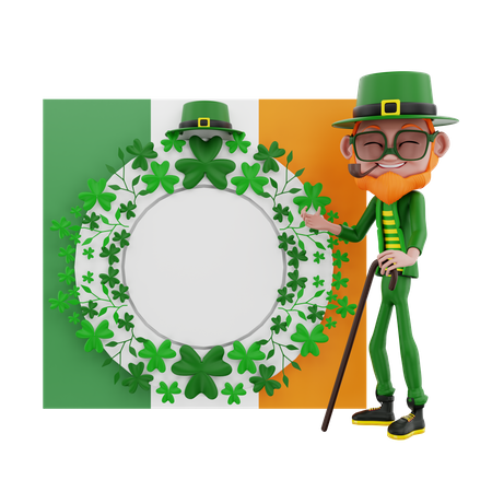 Saint Patrick showing iris flag 3D Illustration