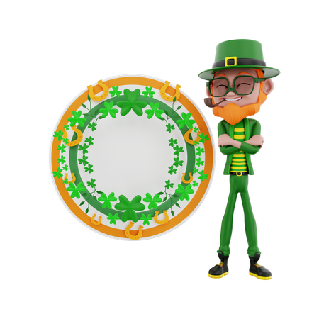 Saint Patrick standing with dish 3D Illustration