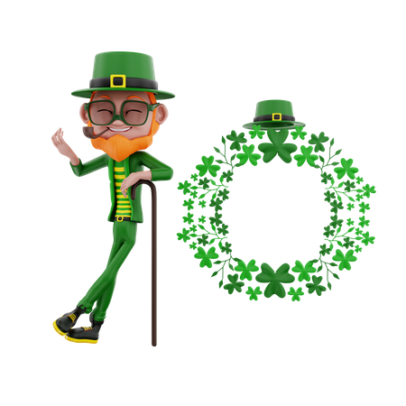 Saint Patrick standing with flower  3D Illustration