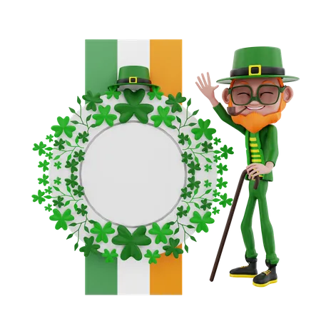 Saint Patrick with iris flag  3D Illustration