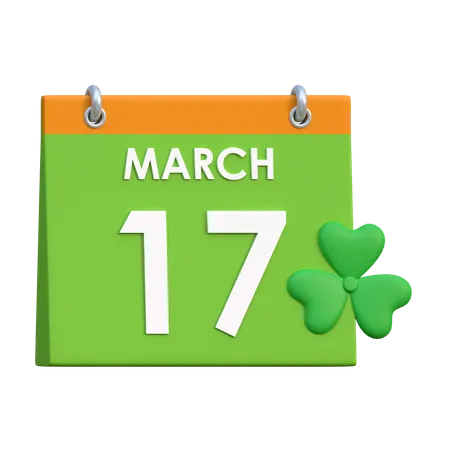 Saint Patricks Day Date Calendar Icon 3 D Holiday Illustration 3D Icon