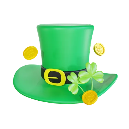 3 D Render Saint Patricks Day Hat With Coin And Clover Leaf 3D Icon