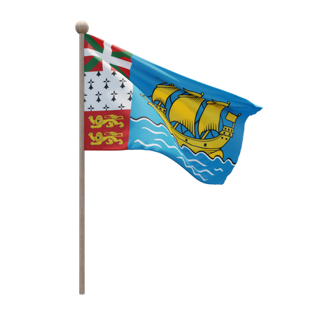 Saint Pierre and Miquelon Flagpole  3D Flag