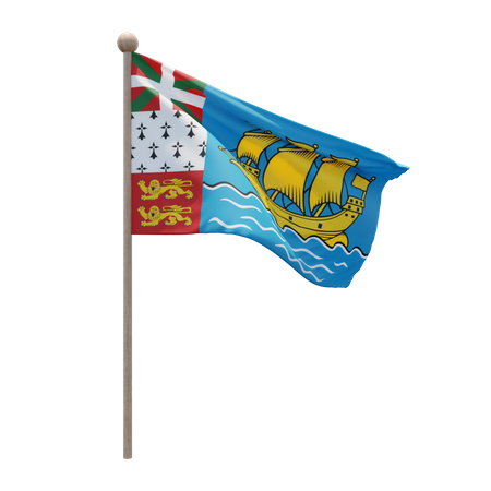Saint Pierre and Miquelon Flagpole 3D Icon