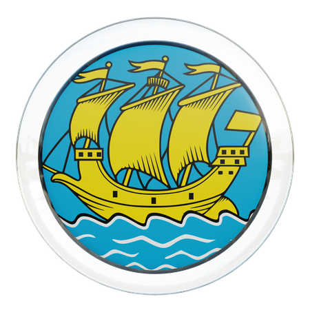 Saint Pierre and Miquelon Round Flag  3D Icon