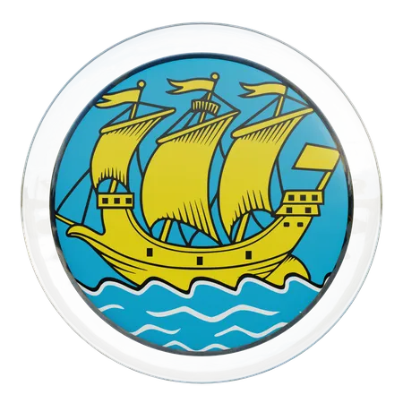 Saint Pierre and Miquelon Round Flag  3D Icon