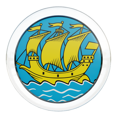 Saint Pierre and Miquelon Round Flag 3D Icon