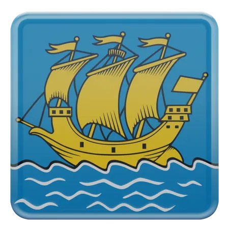 Saint Pierre and Miquelon Square Flag 3D Icon