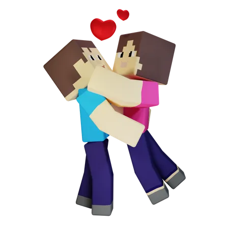 Couple de Saint-Valentin s'embrassant  3D Illustration