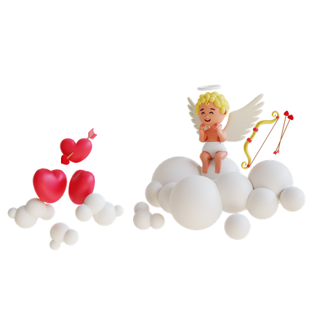Saint Valentin Cupidon  3D Illustration