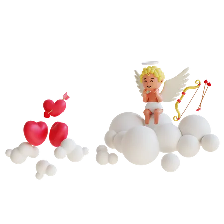 Saint Valentin Cupidon  3D Illustration