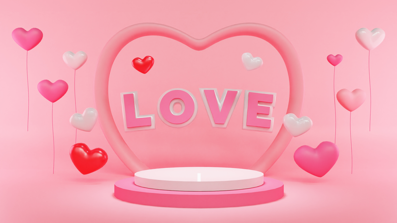 Podium d'ornement de la Saint-Valentin  3D Illustration