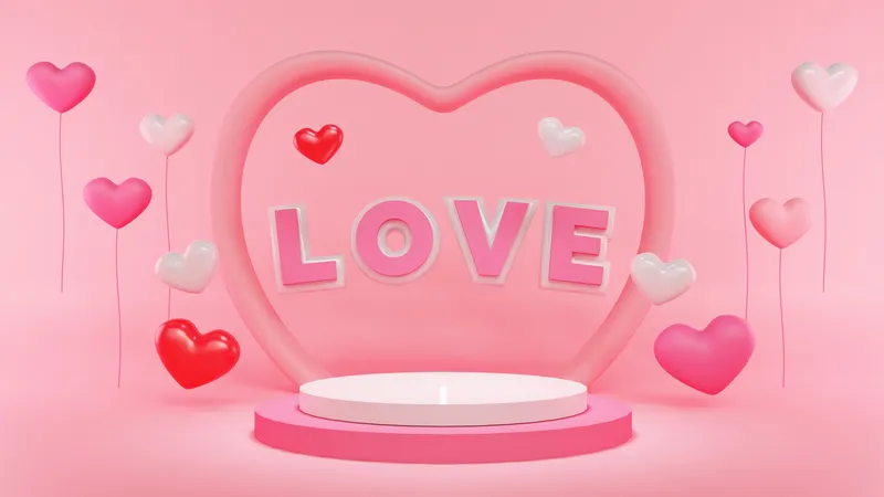 Podium d'ornement de la Saint-Valentin  3D Illustration