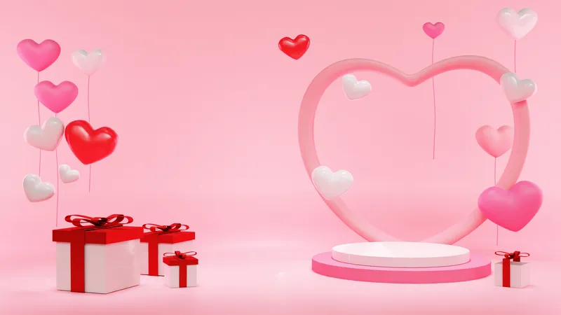 Podium d'ornement de la Saint-Valentin  3D Illustration