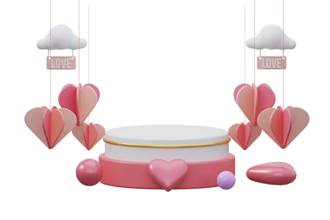 Podium de la Saint Valentin  3D Illustration