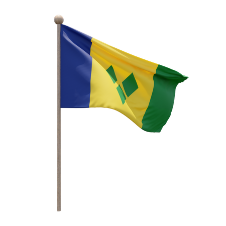 Saint Vincent and the Grenadines Flag Pole  3D Flag