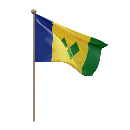 Saint Vincent and the Grenadines Flag Pole 3D Illustration