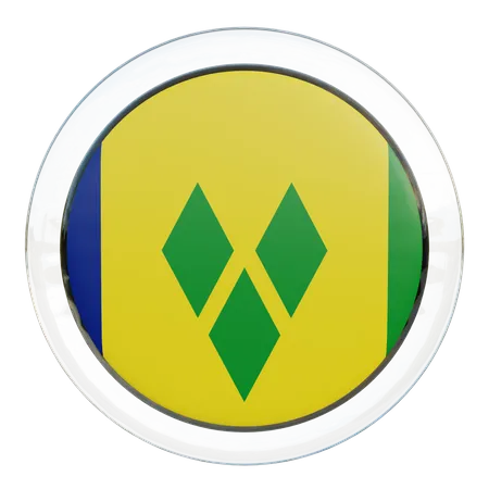 Saint Vincent and the Grenadines Round Flag 3D Icon
