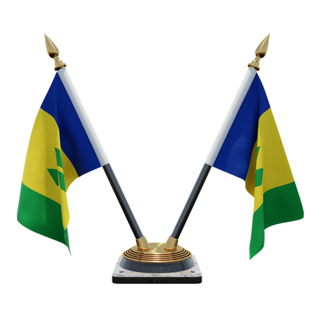 Porte-drapeau double bureau Saint-Vincent-et-les Grenadines  3D Flag