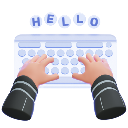 Mains tapant sur le clavier virtuel  3D Icon